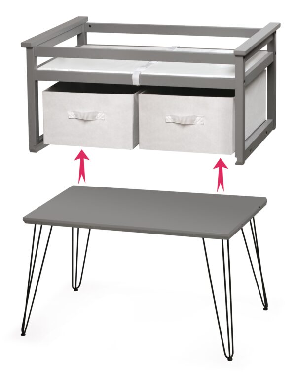 Convertible Changing Table with Two Baskets - Gray - Image 2