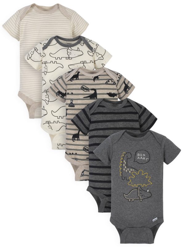 Baby Boy Organic Short Sleeve Onesies Bodysuits, 5-Pack
